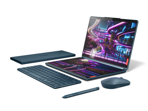Lenovo Yoga Book 9 13IMU9 Intel Core Ultra 7 155U Hybrid (2-in-1) 33.8 cm (13.3") Touchscreen 2.8K 16 GB LPDDR5x-SDRAM 1 TB SSD Wi-Fi 6E (802.11ax) Windows 11 Home Teal English, French