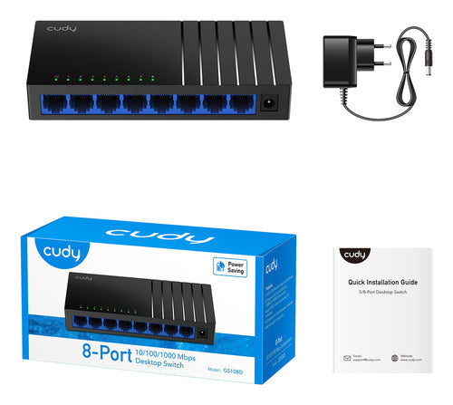 Cudy GS108D network switch Unmanaged Gigabit Ethernet (10/100/1000) Black