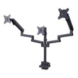 StarTech.com Desk Mount Triple Monitor Arm For Up To Three 27in Screens, VESA 75x75/100x100, Tool-Less Arm Adjustments, C-Clamp/Grommet Mount, Mechanical Spring Arm