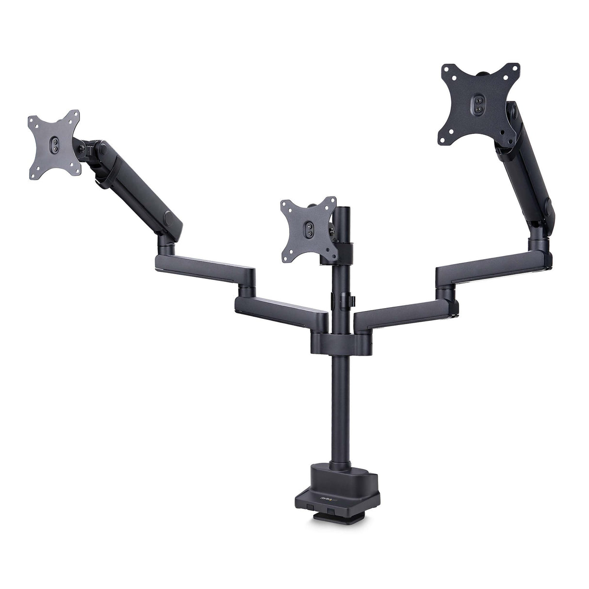 StarTech.com Desk Mount Triple Monitor Arm For Up To Three 27in Screens, VESA 75x75/100x100, Tool-Less Arm Adjustments, C-Clamp/Grommet Mount, Mechanical Spring Arm
