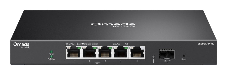 TP-Link ES206XPP-M2 network switch Managed L2 2.5G Ethernet (100/1000/2500) Power over Ethernet (PoE) Desktop/Wall-Mounting Black