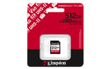 Kingston Technology 512GB Canvas React Plus SDXC UHS-II 280R/150W U3 V60 for Full HD/4K