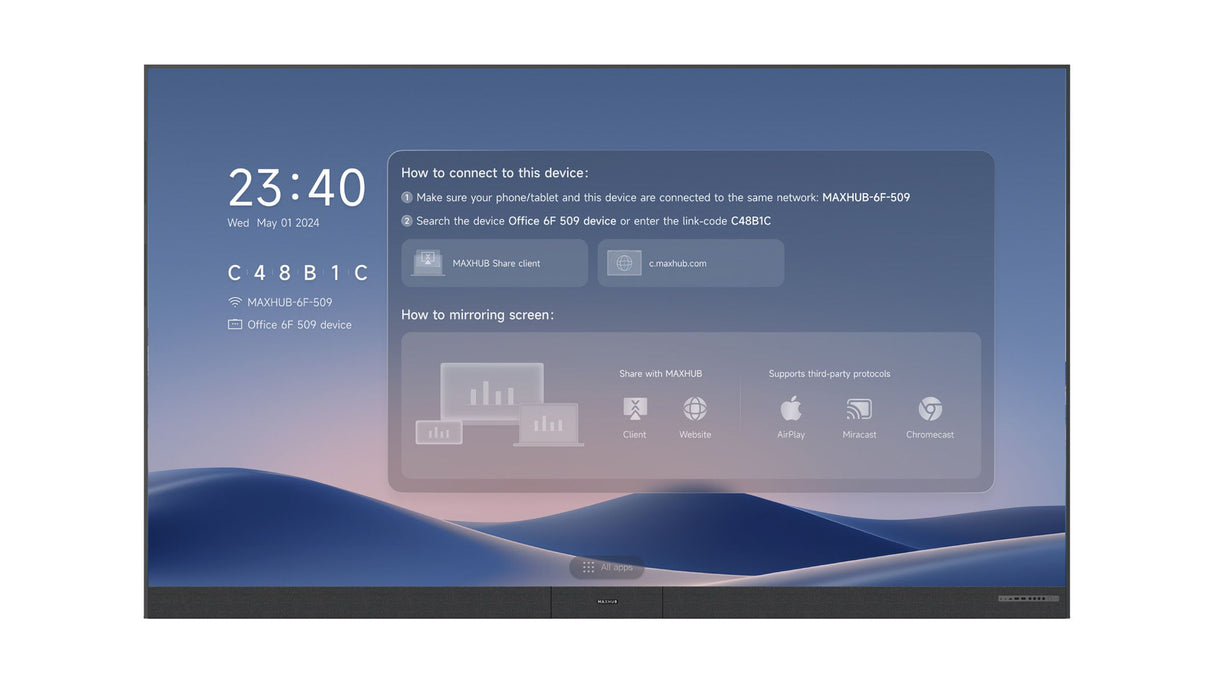 MAXHUB LX138V07 meeting room display 3.51 m (138") 1920 x 1080 pixels LED Wi-Fi 6 (802.11ax) Black Bluetooth