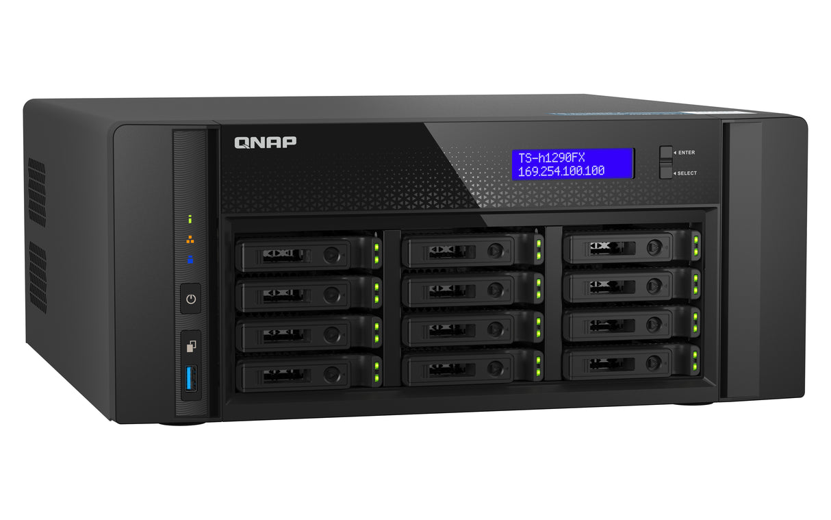 QNAP TS-h1290FX NAS Tower EPYC 7232P 64 GB DDR4 0 TB QuTS hero Black