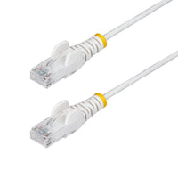 StarTech.com 15ft White Slim CAT6 Ethernet Cable, Snagless, 100W PoE, UTP, LSZH, 28AWG Pure Bare Copper Wire, Slim RJ45 Network Patch Cord w/Strain Reliefs, Individually Tested