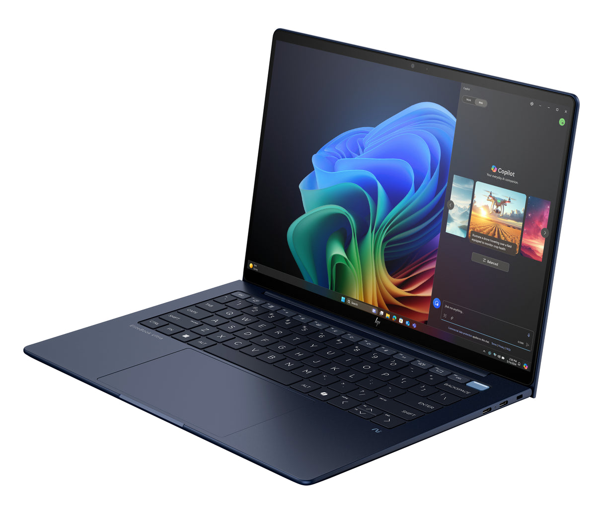 HP EliteBook Ultra G1i Next Gen AI PC Copilot+ PC Intel Core Ultra 7 268V Laptop 35.6 cm (14") Touchscreen 2.8K 32 GB LPDDR5x-SDRAM 256 GB SSD Wi-Fi 7 (802.11be) Windows 11 Pro Blue