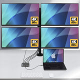 StarTech.com USB-C to Quad-Monitor Workstation Adapter, 4K 60Hz HDMI, 140W PD Passthrough for Laptop Charging, USB Port for Wireless Keyboard / Mouse, TAA