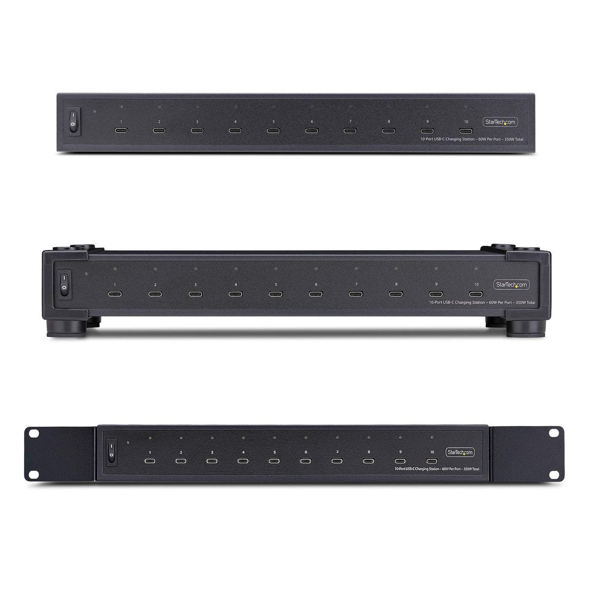 StarTech.com 10-Port USB-C Charging Hub, 60W Per Port, 350W Total Power, Multiport Charger Block / Station, TAA Compliant