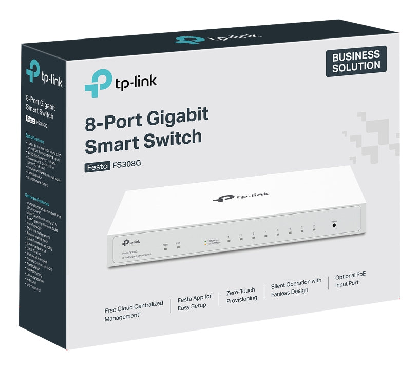 TP-Link Festa FS308G Managed L2/L2+ Gigabit Ethernet (10/100/1000) Power over Ethernet (PoE) White