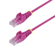 StarTech.com 2ft Pink Slim CAT6 Ethernet Cable, Snagless, 100W PoE, UTP, LSZH, 28AWG Pure Bare Copper Wire, Slim RJ45 Network Patch Cord w/Strain Reliefs, Individually Tested