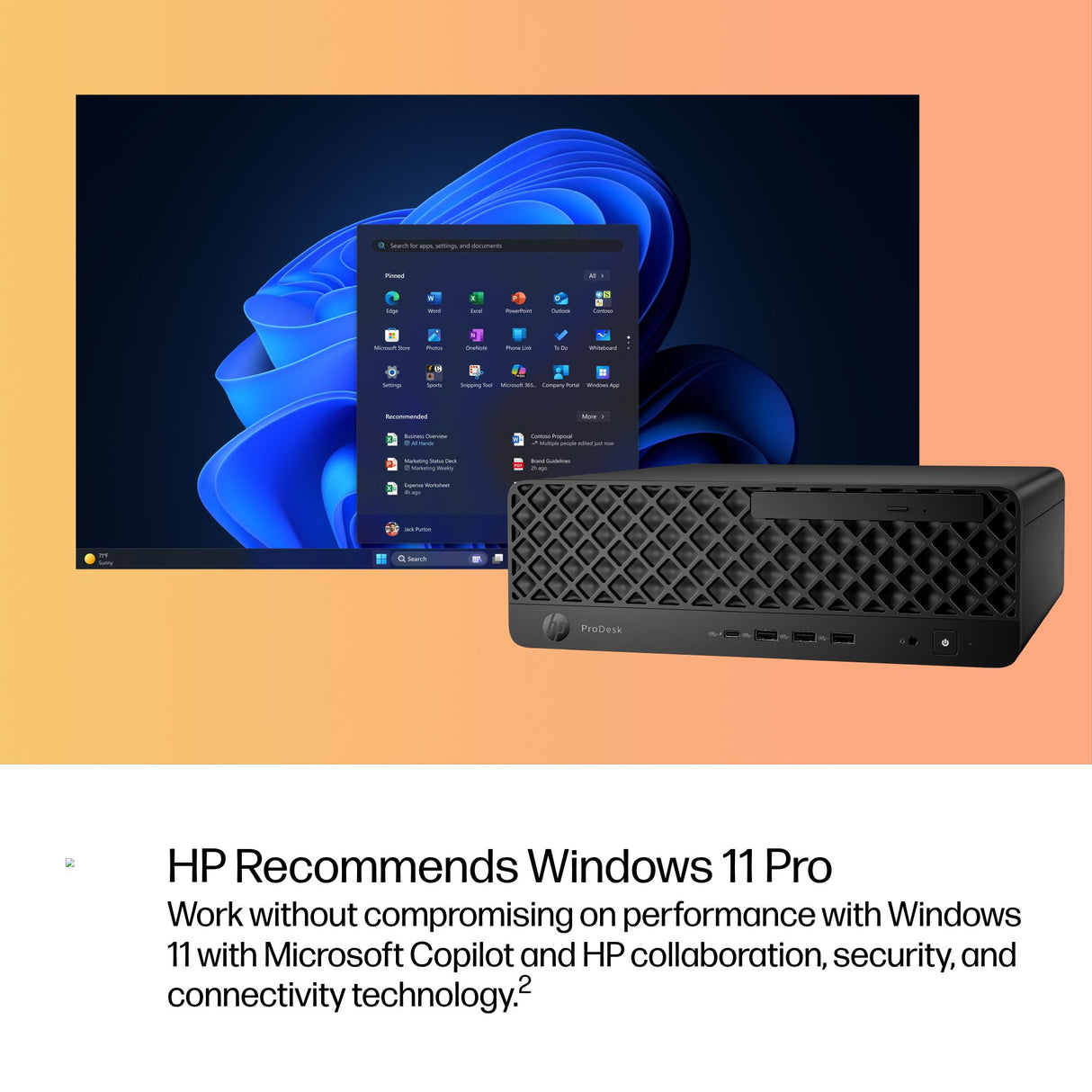 HP ProDesk 4 SFF G1i Desktop AI PC Wolf Pro Security Edition Intel Core Ultra 7 265 32 GB DDR5-SDRAM 1 TB SSD Windows 11 Pro Black
