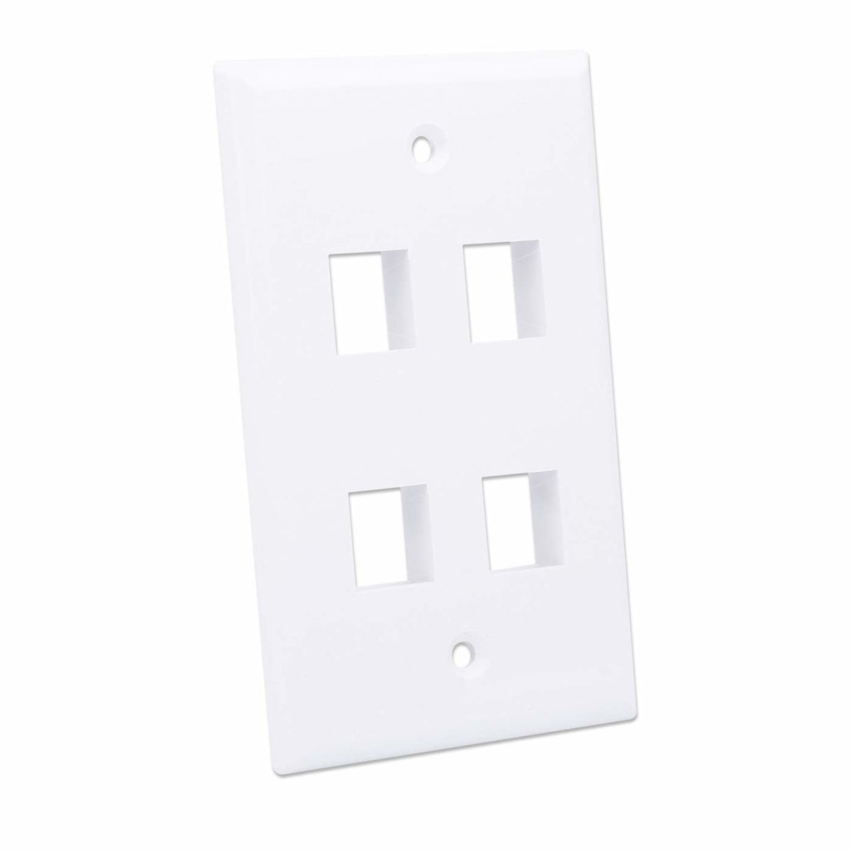 Intellinet 4-Outlet Keystone Wall Plate, White