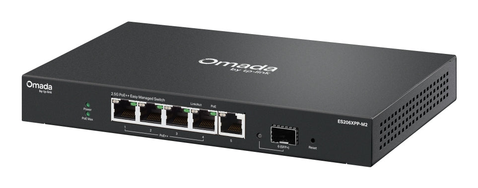 TP-Link ES206XPP-M2 network switch Managed L2 2.5G Ethernet (100/1000/2500) Power over Ethernet (PoE) Desktop/Wall-Mounting Black