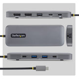 StarTech.com 10-in-1 USB-C to Dual-DisplayPort Multiport Adapter, 100W Power Delivery Charging, 2x 4K 60Hz, 5-Port 5Gbps Hub, Gigabit Ethernet, Type-C Mini Dock
