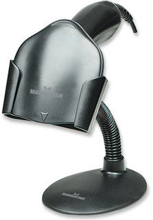 Manhattan Handheld Barcode Scanner Stand, Gooseneck with base, suitable for table mount or wall mountable, Black, Lifetime Warranty