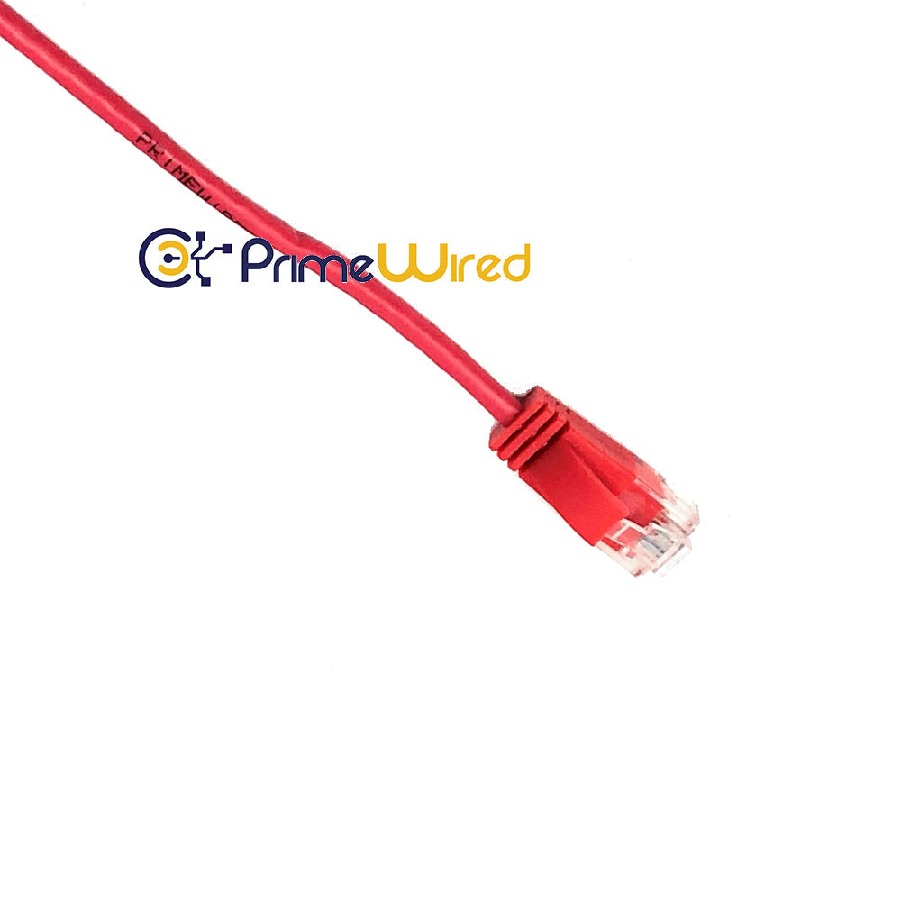 Primewired Patch Cord, ultra-thin, Cat6A, UTP, 10Gb, awg#28, Red, 10ft