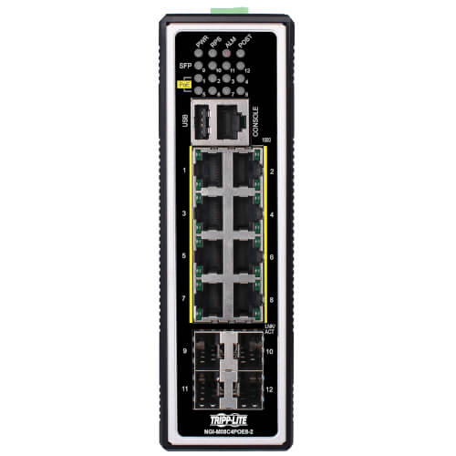 Tripp Lite Switch Industrial Managed  8-Port Gigabit Layer 2 PoE+ 30W 4 GbE SFP