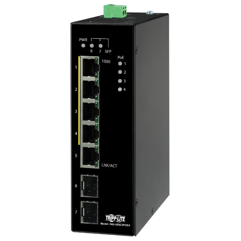 Tripp Lite Switch Industrial Unmanaged  5-Port Gigabit, PoE+ 2GBE